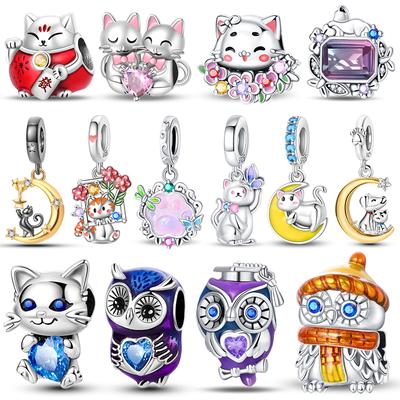 Cat Animal Shape Pendant Charm Beads Fits Bracelet Bangle Necklace Women Luxury Diy Fine Dangle Bead Jewelry Gifts New In