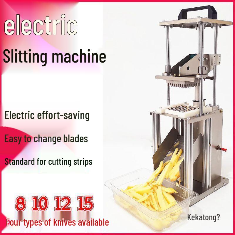Commercial Electric French Fry & Cucumber Cutter - Labor-Saving Vertical Slicer for Potatoes & Carrots 15mm Electric Easy Blade Change
