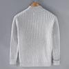 Autumn Winter Men Cardigan Sweater Men's Stand Collar Zipper Cotton 100% Thickened Knit Solid Color High Street Clothes
