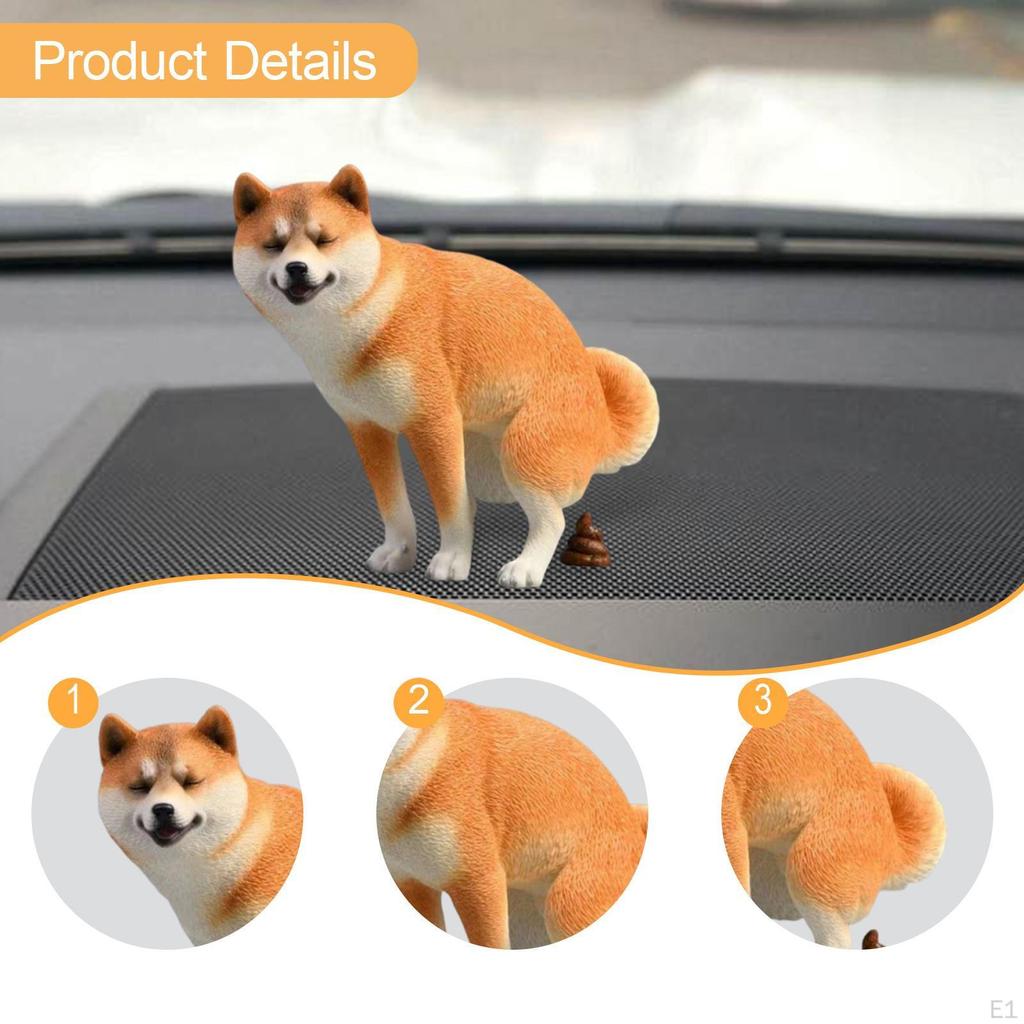 Figura de Perro Escultura de Animal Decoración de Salpicadero de Coche Estatua de Shiba Inu para Dormitorio