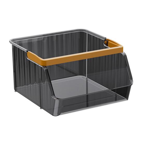 Desktop Storage Bin Plastic Storage Box with Handle Stackable Storage Organizer чёрный
