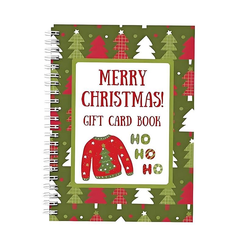 Merry Christmas Gift Card Book, Color Spiral-Bound Merry Christmas Card Book, Christma Gift Cards Books Holder