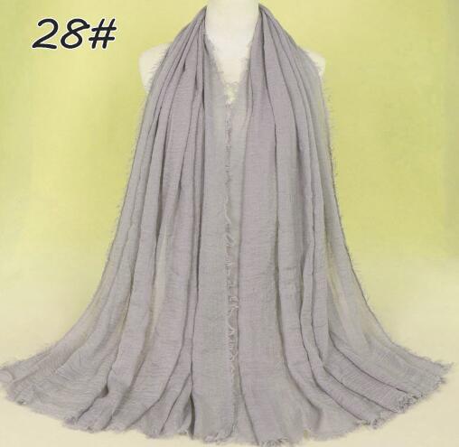 New Ethnic Oversize Muslim Crinkle Hijab Head Scarf Women Solid Bubble Cotton Shawls And Wraps Soft Big Linen Foulard Femme