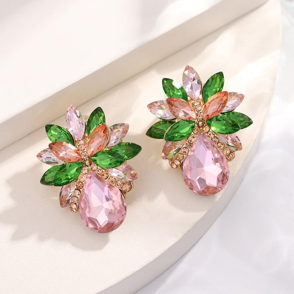 

Элегантные серьги-пусеты из сплава с темпераментом Модные серьги-гвоздики в виде цветка с цветными бриллиантами для женщин PD2067 светло-розовый