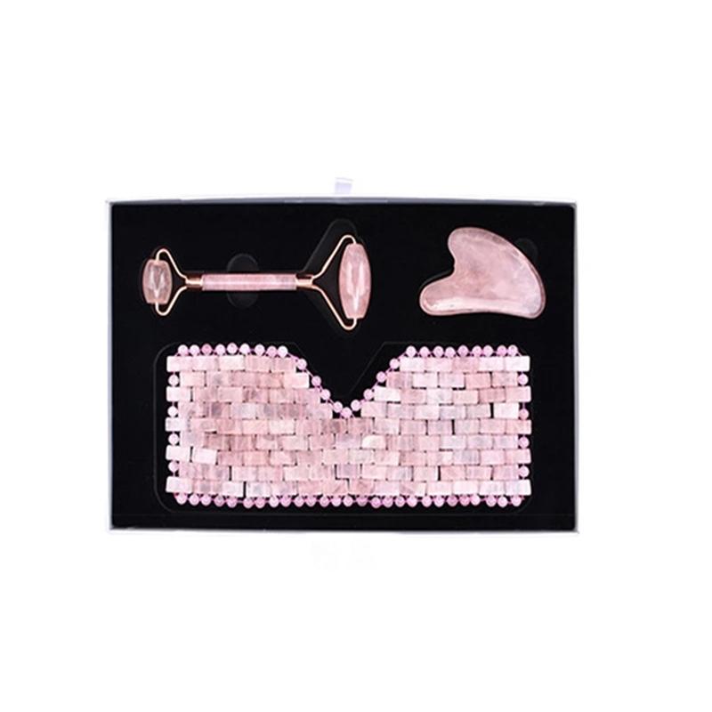 Rose Quartz Obsidian Jade Eye Mask Massager Natural Jade Roller Gua Sha Gouache Scraper Facial Lift Beauty Skincare Massage Tool