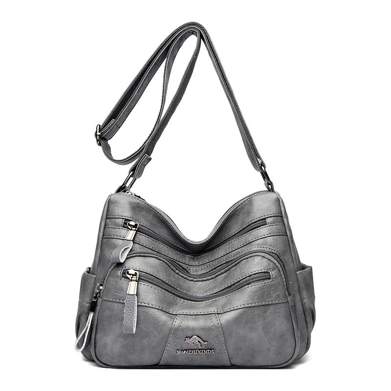 Genuine Brand Leather Shoulder Bag Casual Tote Bag Fashion Design Handbag Daily Commuter Messenger Bags Female Solid Color Purse