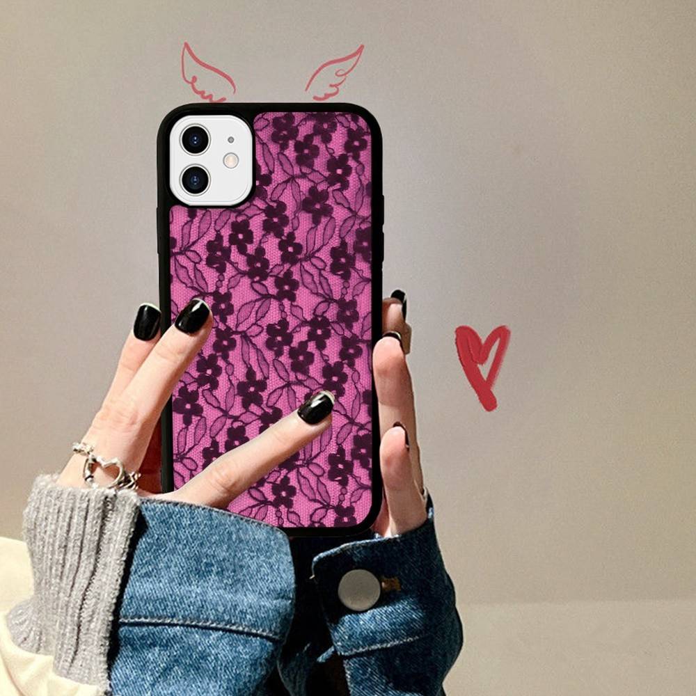 

Lace Style Cool Girl Phone Case Wireless Charging PC+TPU For IPhone 11 12 13 14 15 16 17 Pro Max Plus Case iPhone 12pro max
