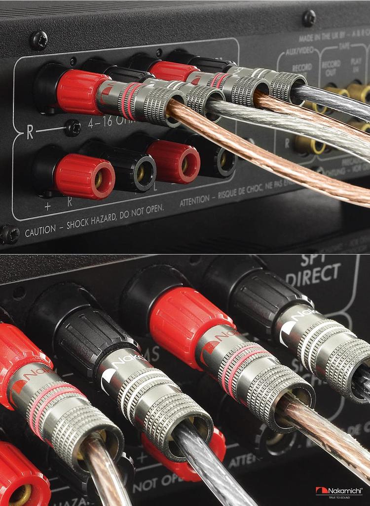 Nakamichi Ultimate Series 24K Zlatem Plátované Beryllium Měděné Banánkové Konektory Reproduktorů Tento produkt je ideální pro flexibilní připojovací kabely k