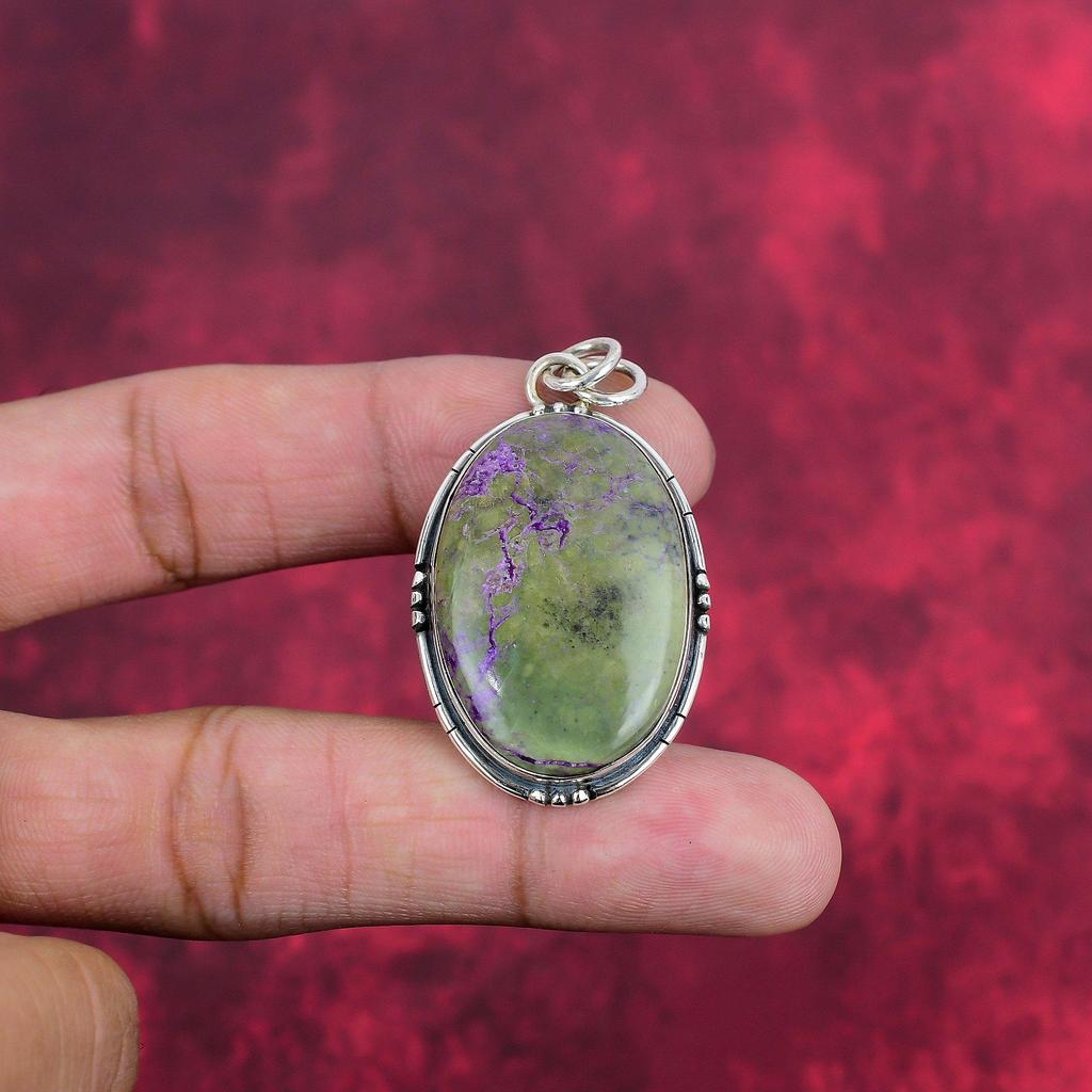Joyería de purpurita, colgante de plata de ley 925 maciza, joyería de piedras preciosas hecha a mano, regalo para esposa, colgante nuevo.