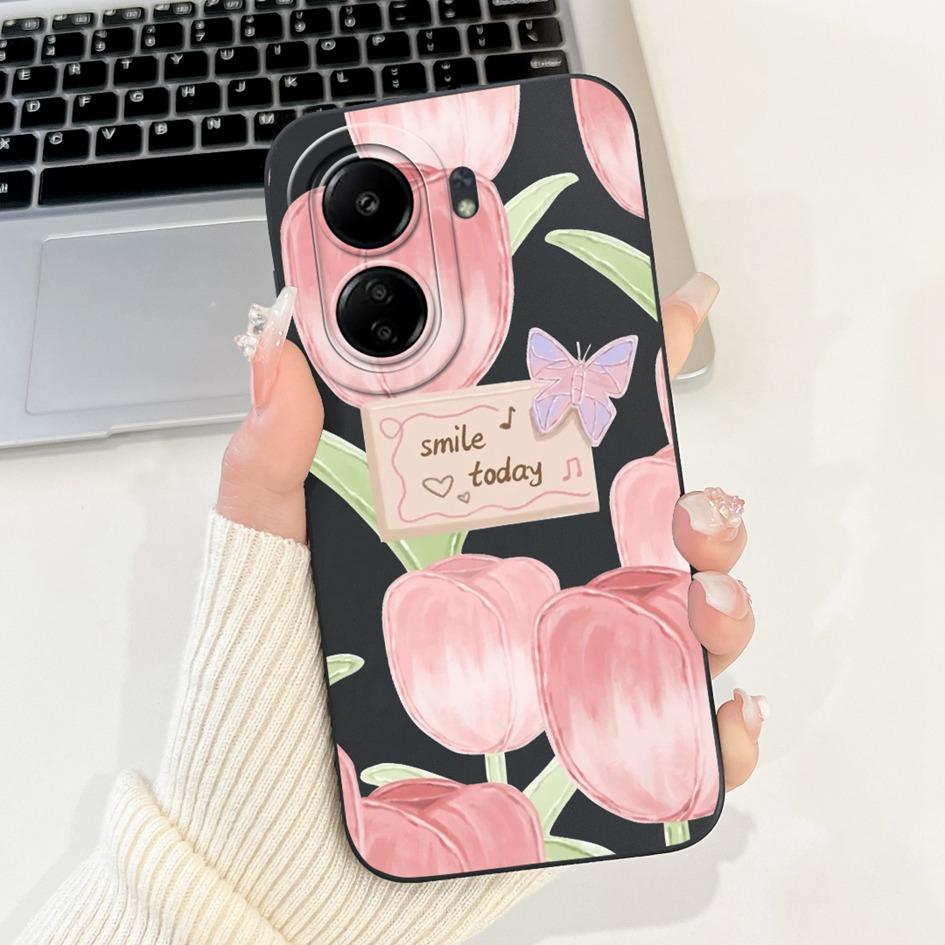 For Xiaomi Redmi 13C Case Cover Popular Flower Bowknot Soft TPU Silicone Shockproof Bumper For Xiaomi Poco C65 Redmi13C 4G Funda