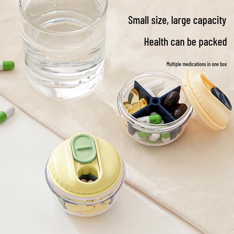 Compact 4-Grid Transparent Pill Box for Outdoor Travel