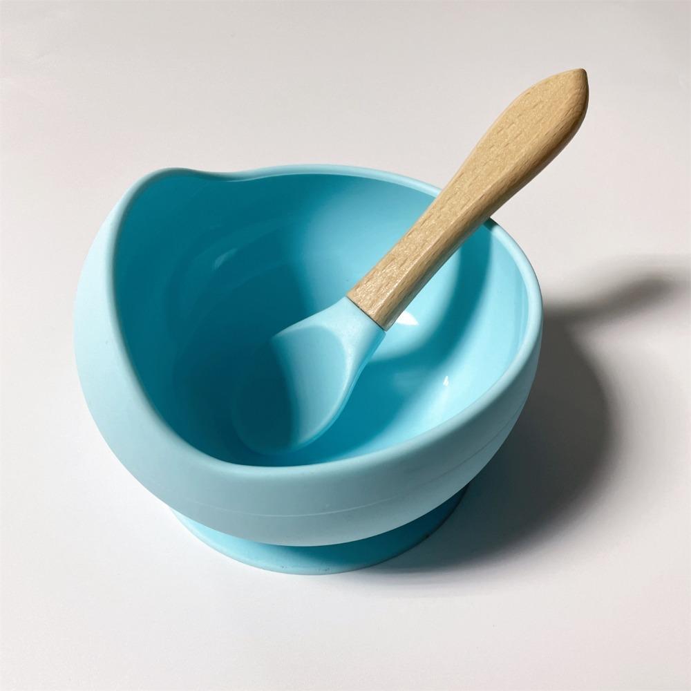 Supply Suctive Bamboo Spoon Toddler Bowl Children Dishes Silicone Dinnerware Food Grade Silicone