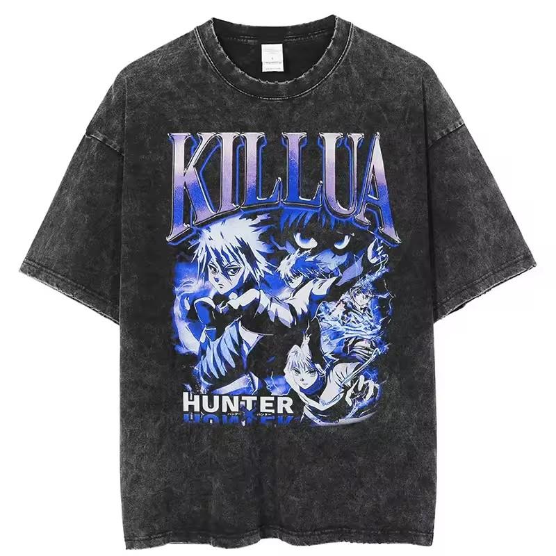 Killua Zoldyck Hunter X Hunter Manga Graphic Tshirt Men Women Clothes Oversized Washed Cotton Tshirt Short Sleeve Tees Tops