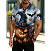 Maglietta Polo Uomo Stampa Zucca di Halloween Manica Corta Traspirante con Bottoni Polo Casual per Feste Festival di Halloween Top Polo