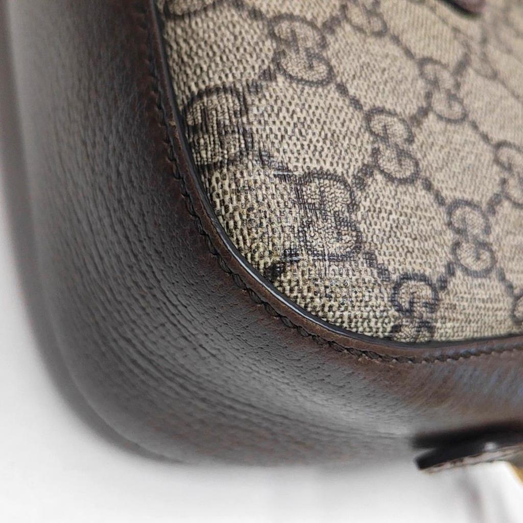 [Pre-Owned] Neo Vintage Series Gold Foil Logo Metal Tiger Head Monogram Canvas And Leather Camera Bag - Very Good #BOQEC0