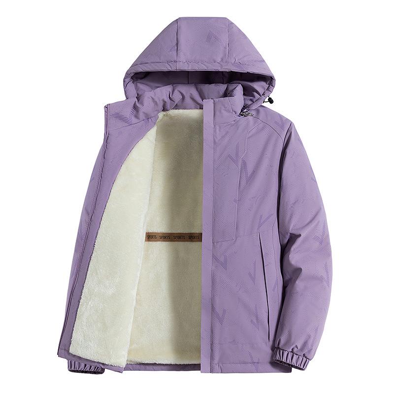 Men's Windproof Waterproof Hooded Jacket with Velvet Lining for Autumn & Winter