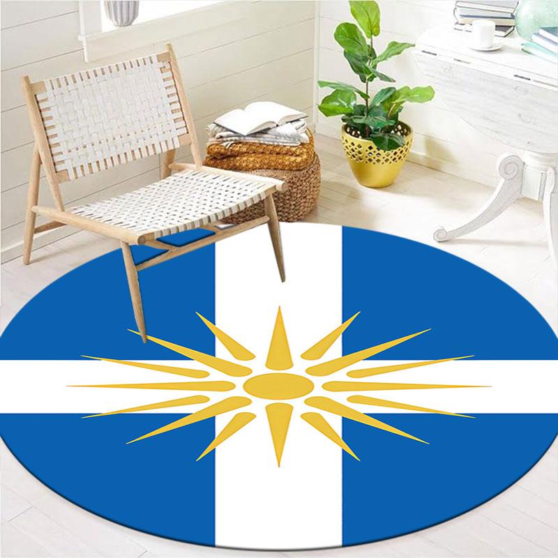 Flag Round Area Rug,Carpet Rug for Living Room Bedroom Sofa Playroom Decor,Non-slip Floor Mat
