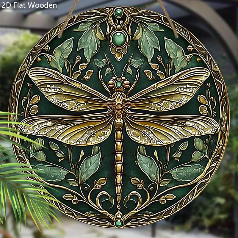 Garden decoration, wooden hanging decorative signs, dragonfly patterns, 2D graphic products, housewarming gifts for friends