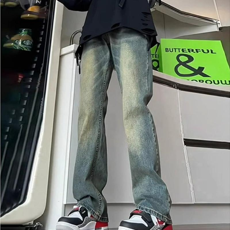 American retro blue jeans men's spring trendy brand annual tall micro-pull pants casual extended pants