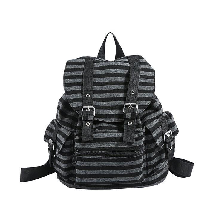 IELGY School Bag Retro Striped Backpack Large Capacity Casual