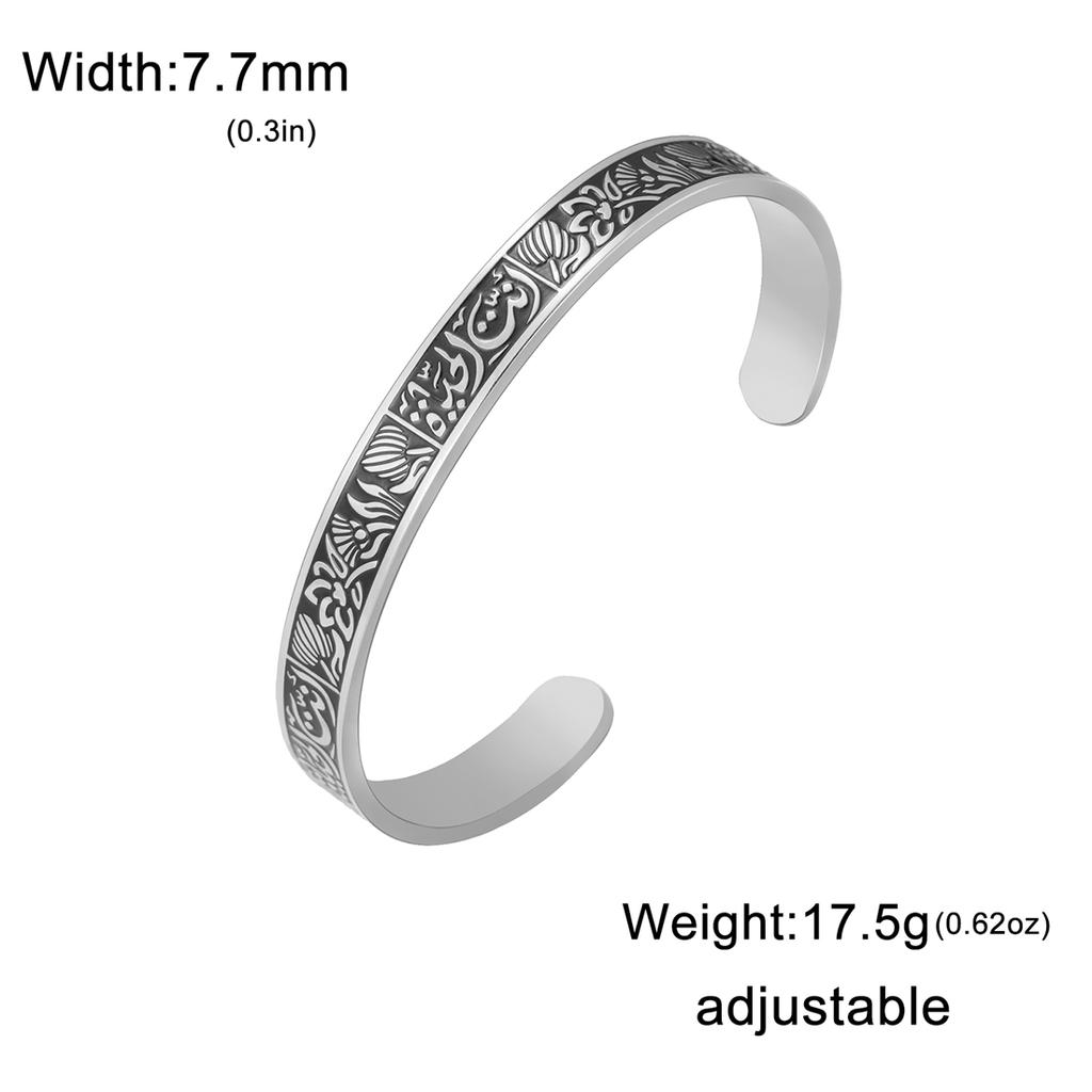 EUEAVAN Arabic Calligraphy Lotus Flower Bracelets Stainless Steel Muslim Islam Blessing Cuff Bangle Vintage Religious Jewelry