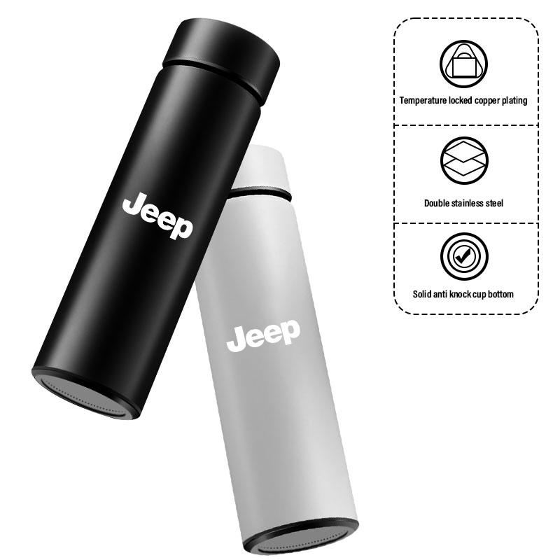 Auto Smart Thermosflasche mit Temperaturanzeige Kaffeetasse für Jeep Renegade Wrangler JK Grand Cherokee XJ Willys Compass Command Patriot