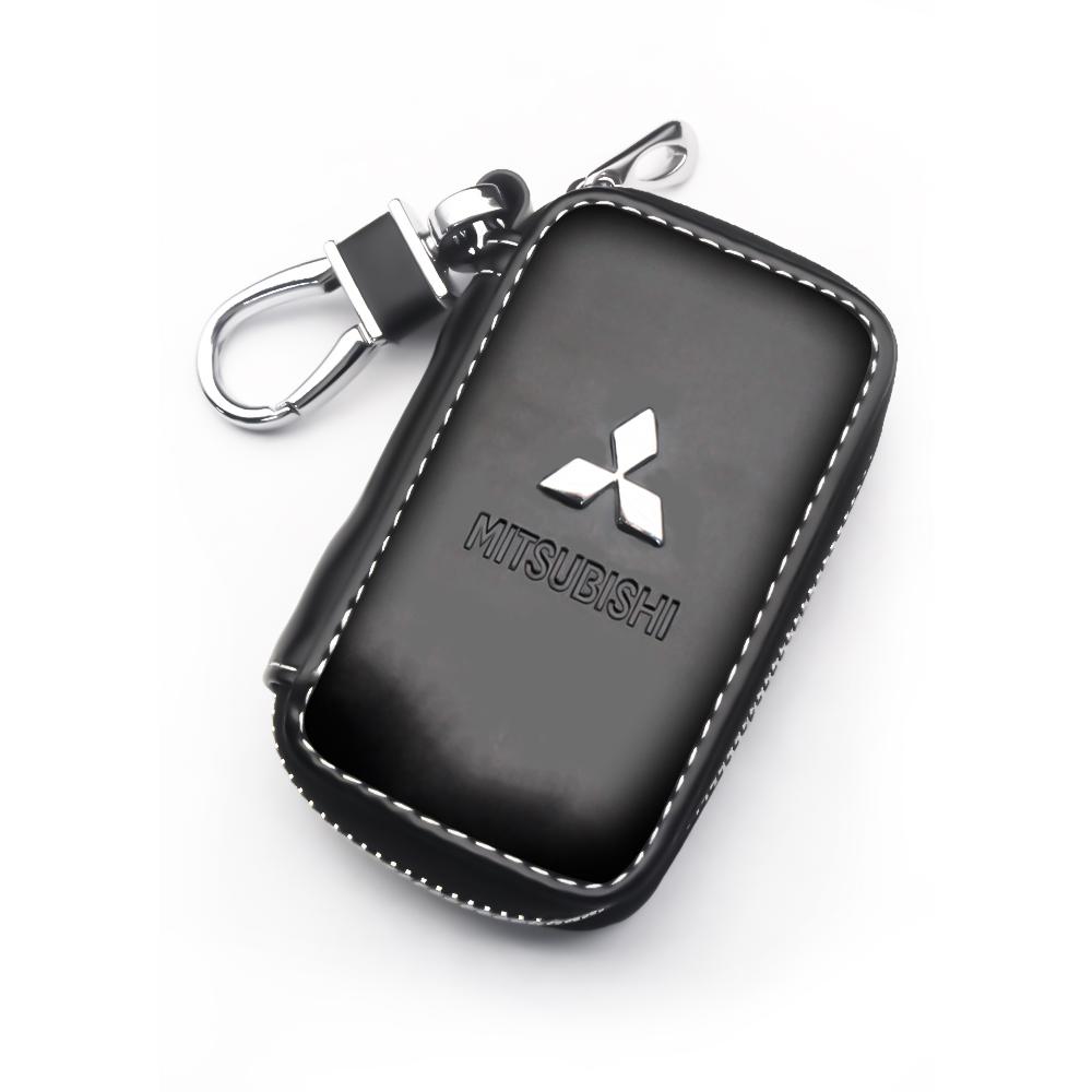 

For Mitsubishi Grandis Delica Lancer EX Outlander Xl Space Star Pajero Galant Xpander 1Pc Metal/Leather Car Key Bag Badge Logo