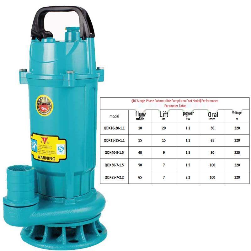 QDX40-6 Agricultural Irrigation Submersible Pump 1.1kW - Large Flow Clean Water Pump