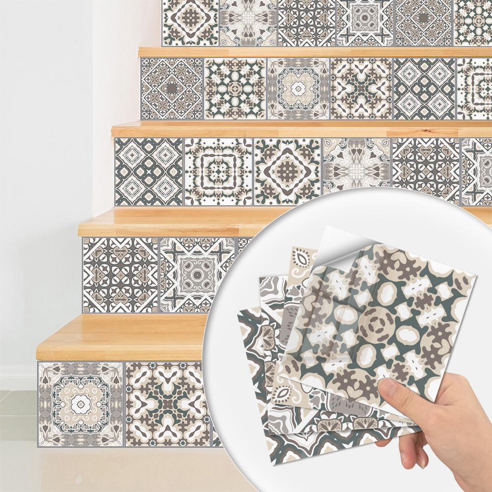 Tile Stickers Waterproof Kitchen Retro Moroccan Self Adhesive Bathroom Decal Vinyl Peel And Stick Wall Decoration Wallpaper NONE