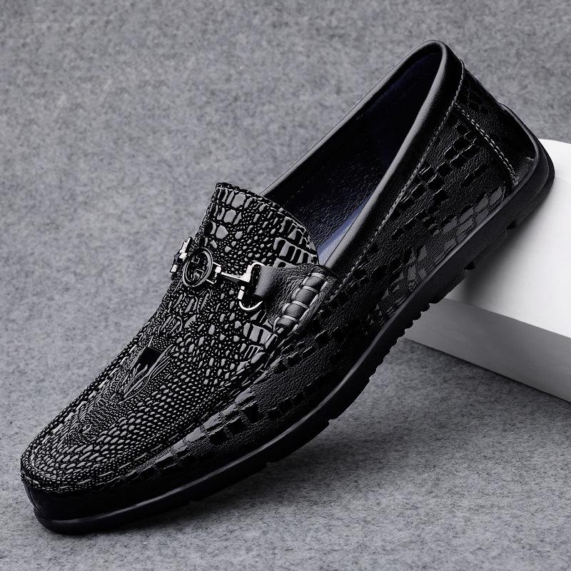 Autumn Casual Leather Shoes Men's Foot-fitting Casual Shoes Soft-soled Lazy One-pedal Doudou Shoes