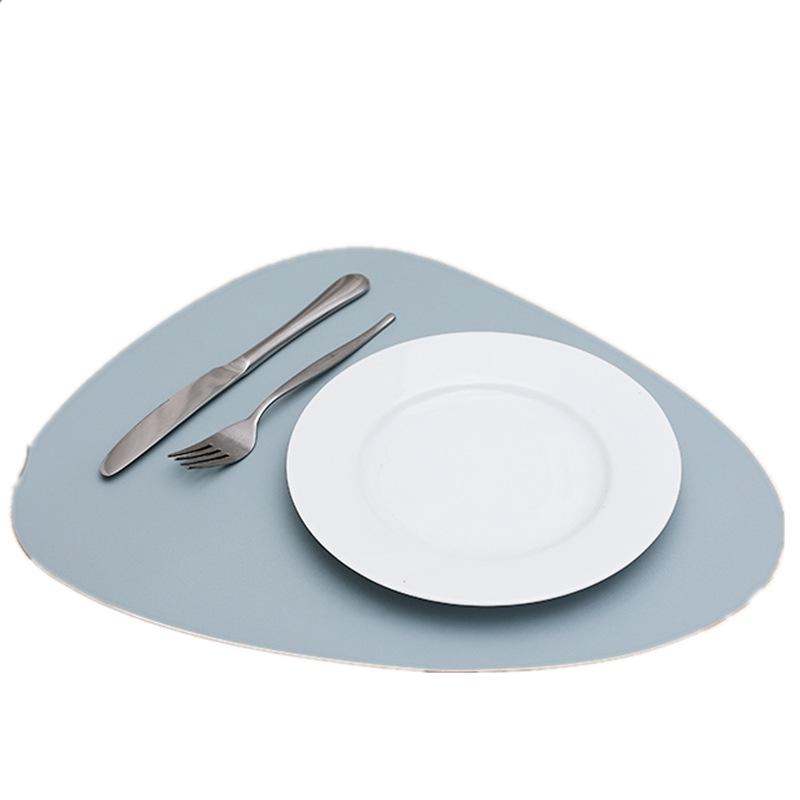 Two-Tone PU Leather Placemat: Waterproof, Oil-Proof, Heat-Insulating, Non-Slip PVC Mat for Western Dinner Plates.