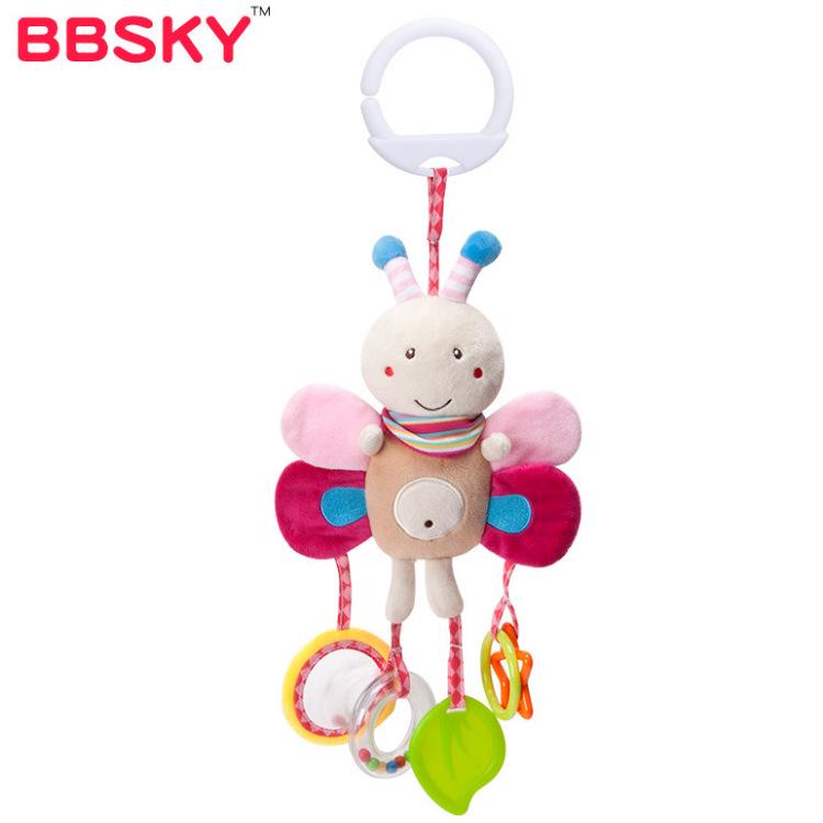Baby Plush Animal Teether with Music, Jingling Sound, and Mirrored Crib Pendant