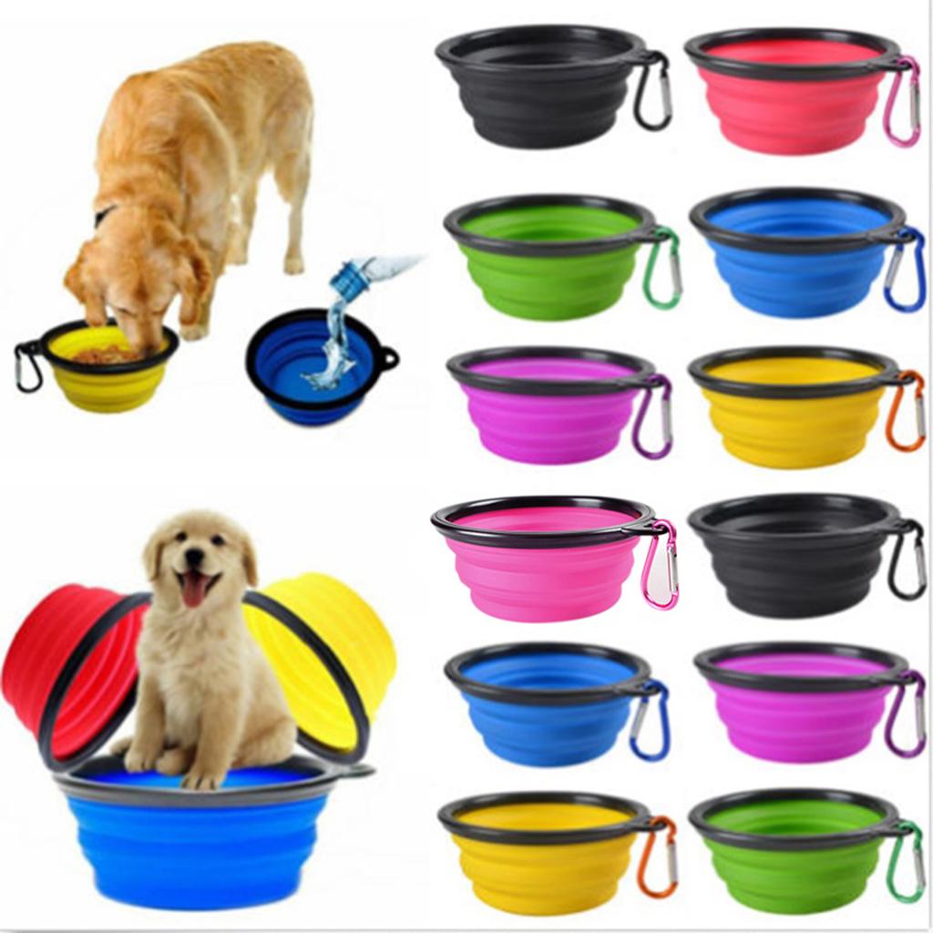 Foldable Silicone Dog Bowl Outdoor Travel Portable Collapsible Puppy Feeding Dishes Water Bowl