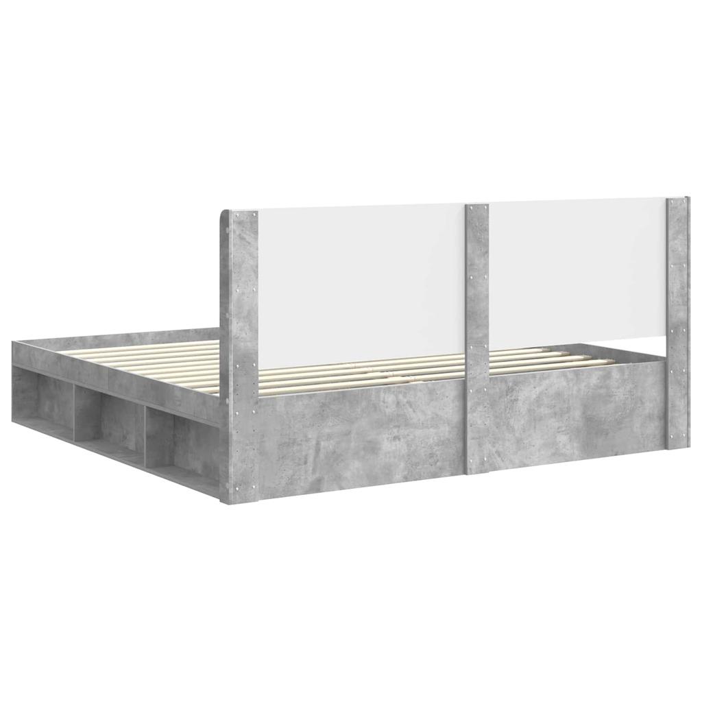 Bed Frame with Storage Space and Headboard Concrete Grey 180 x 200 cm