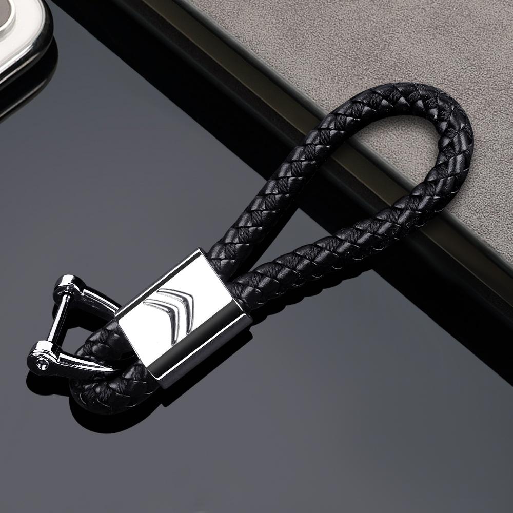 Metal/Leather Keychain Hand-Woven Key Rope Key Ring Key Holder For Citroen C1 C2 C3 C4 Saxo C4L C5 C6 C8 Xsara Picasso Berlingo