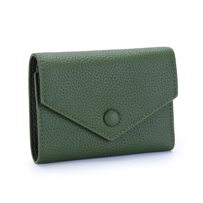 Damkompakt plånbok i söt japansk stil av mjukt kohudläder, enkel vikbar kuvertmyntbörs