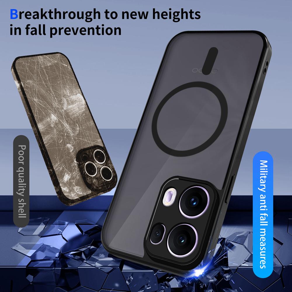 KEYSION Magnetic Phone Case for OPPO Reno13 13 Pro 5G Silicone+PC Matte Translucent Clear Shockproof Cover for OPPO Reno13 F 5G