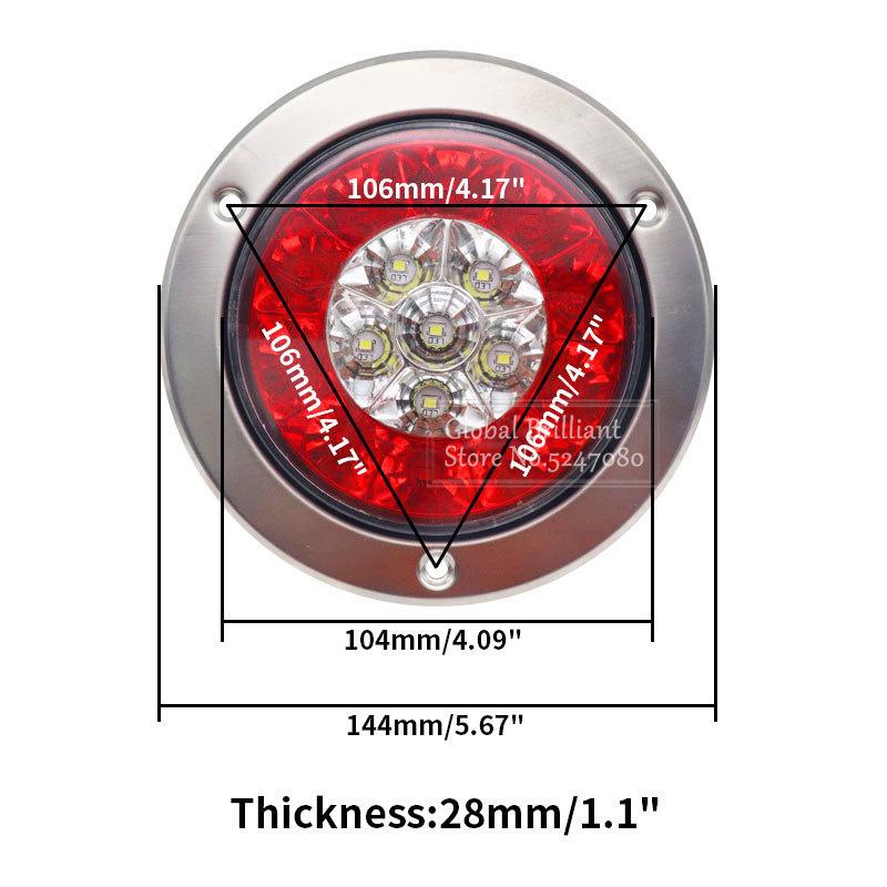 1/2 Stück 16 LED Auto Runde Rückleuchten 12V-24V Hinten Stopp Brems Lauf Rückfahrleuchte Für LKW Anhänger Wohnmobil Wohnwagen Blinker