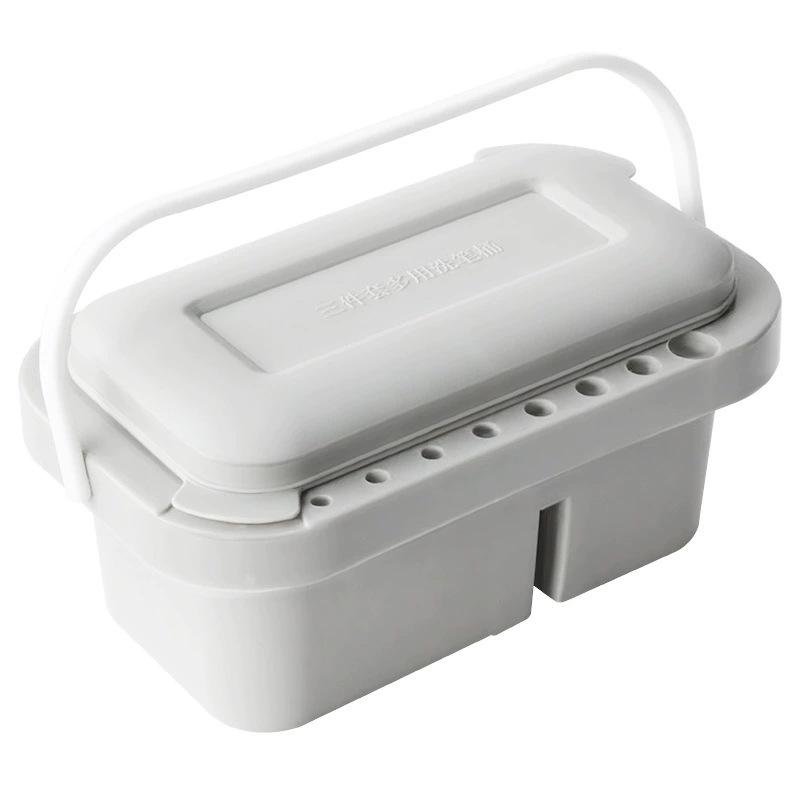 

Портативная мойка для кистей 3-в-1 с палитрой и подставкой для ручек для рисования серый