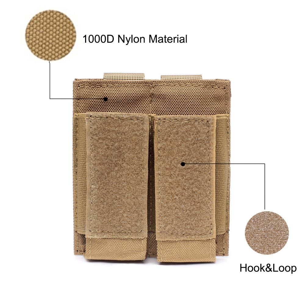 Molle Double 9MM Magazine Pouch Hunting Flashlight Holder EDC Waist Bag Airsoft Mag Holster Storage Bags