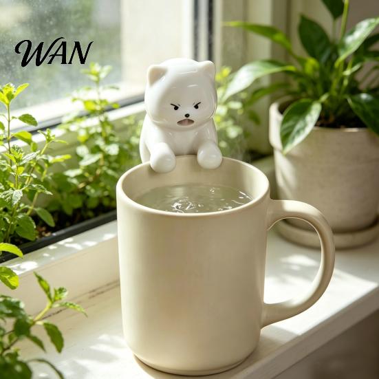 Hot Drink Cooler Cup Edge Clip-on Mini Fan Cartoon Animal Cooling Rechargeable Cat Bear Shaped Drinks Coffee Tea Meals Dishware Food