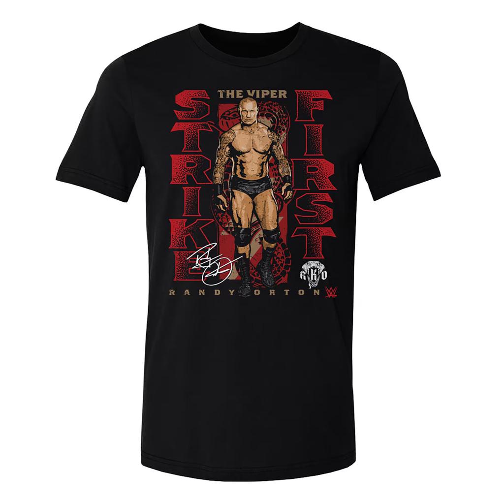 Men's Black Randy Orton Viper Bite T-Shirt Summer Short Sleeve Cotton Tee Shirts 2025 New Sports High End Unisex Fashion Tops