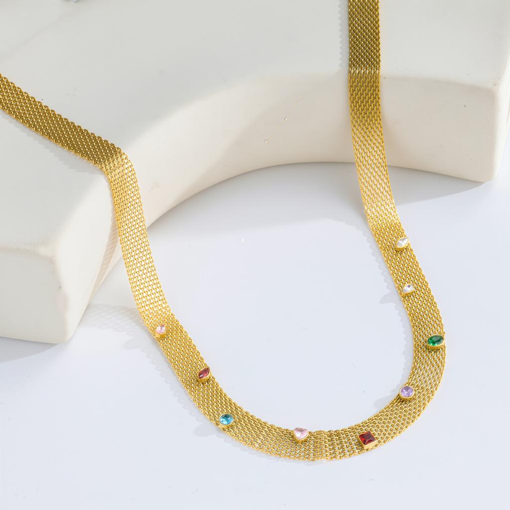 Fashion Flat Snake Mesh Chain Stainless Steel Necklace Niche Design Women'S Fashion Versatile Jewelry