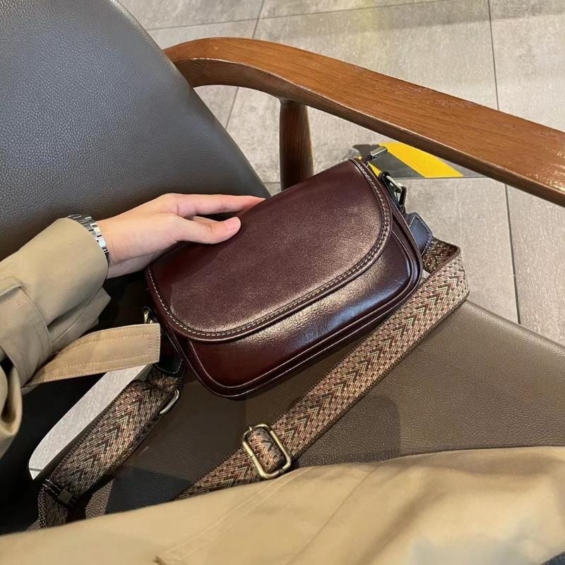 Genuine Leather Women's Bag New Style Women's Bag European and American Retro Hand-held One-shoulder Crossbody Bag Versatile Simple Bag