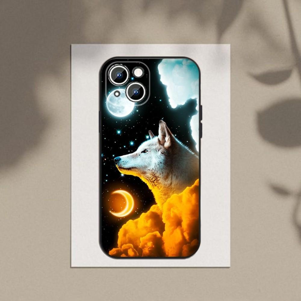 Die Wolf Handyhülle Handyhülle Für Apple iPhone 15,14,13,12,11,XS,XR,X,8,7,Pro,Max,Plus,mini Silikon Schwarze Hülle