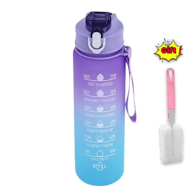 900ML BPA Free Sports Water Bottle with Time Marker Leak-proof Design for Outdoor Activities Gym Running and Daily Hydration