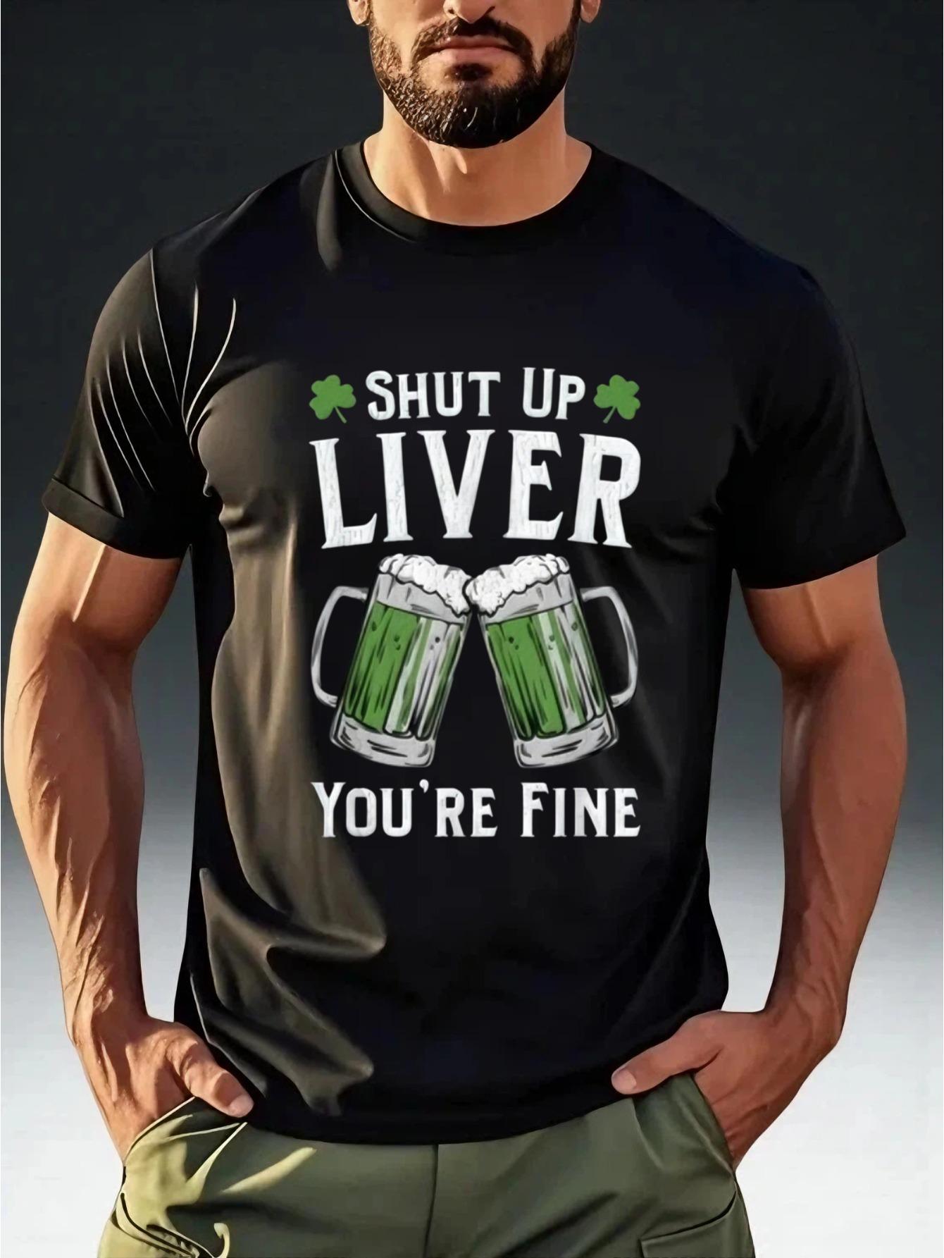

Men s Fashion T-shirt with St. Patrick s Day Theme Beer Fun Print, Eye Catching Holiday Design, Comfortable Skin Friendly Top... S разноцветный
