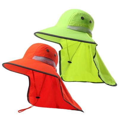 Fluorescent Outdoor Fishing Hat Sun Protective Fisherman Hat With Wide Brims And Neck Shield For Hiking And Fishing