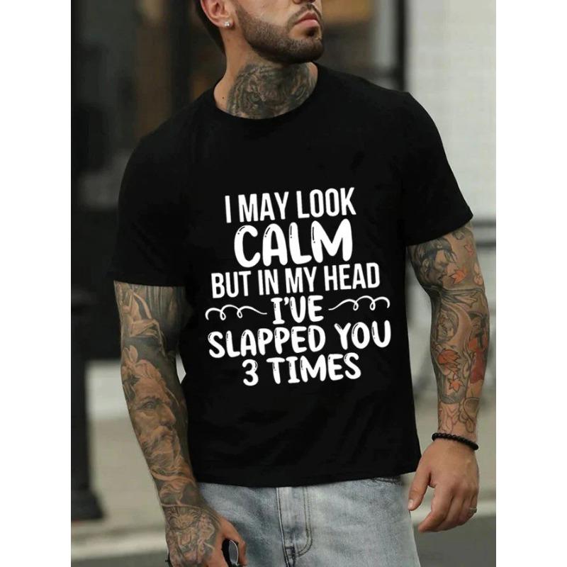 Summer English Letter Printed Plus Size Round Neck Loose Polyester Short Sleeved Top T-Shirts Men’s Top