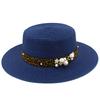 Hot Sale Straw Top Hat Fashion Pearl Accessories Panama Shade Straw Hat Women's Summer Big Eaves Beach Hat